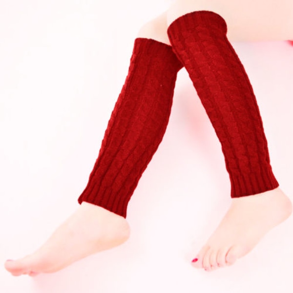 Lårhöga benvärmare för kvinnor, långa strumpor över knästickade strumpor Red