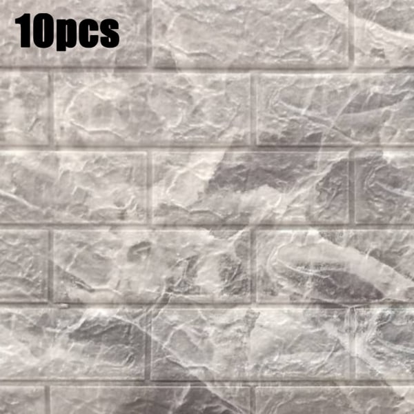10 ST Kakelväggdekal Självhäftande Vattentät 3D-skumpanel grey 10PCS