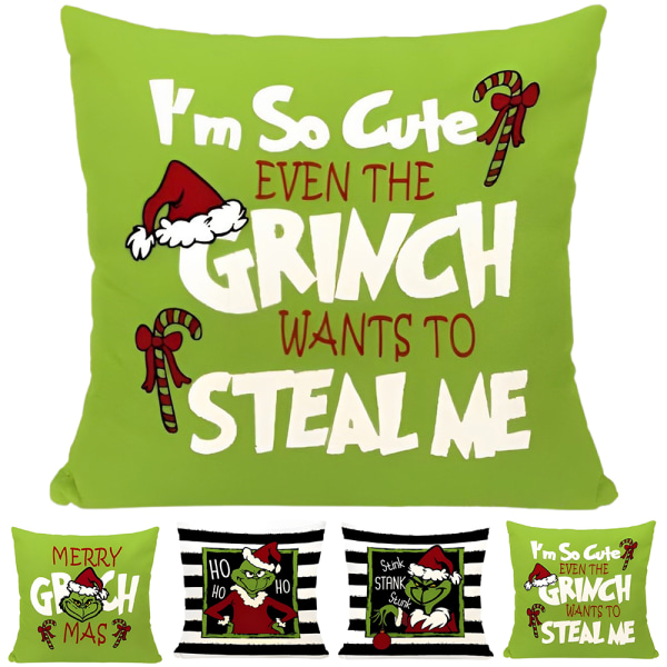 Jul Grinch Kuddfodral Dekor Bondgård Hem Soffa Present B