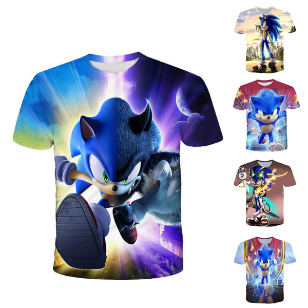 Barn Pojkar Sonic The Hedgehog 3d Tryckt Kortärmad T-shirt Topp C 130cm