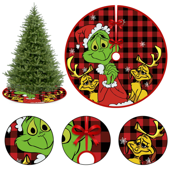 Julgransmatta i tecknad Grinch-design, juldekoration för hemmet D