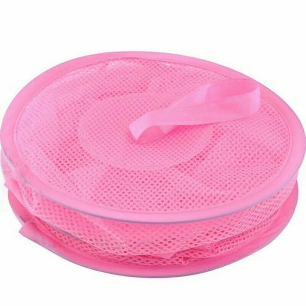 Cylindrisk flerlagerskorg för förvaring av kläder i mesh Pink