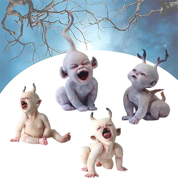 Halloween Spökhusdocka Zombie Baby Resin Staty Hus Dekor Present A