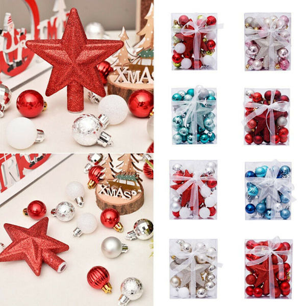30x Julgransstjärnkulor Jul Födelsedagsfest Dekor C 30PCS