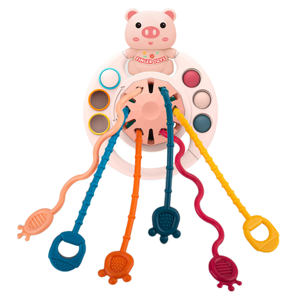 Sensoriska baby 6 till 12 månader Lärande reseleksaker pink pig