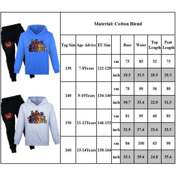 Five Nights At Freddy's Cartoon Tryckt Barn Overall Set Pojkar Flickor Hoodie Byxor Red 160cm