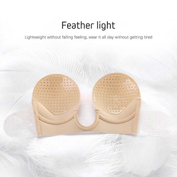 Kvinnor Självhäftande Osynliga Behåar Strapless Push Up För Klänning skin B
