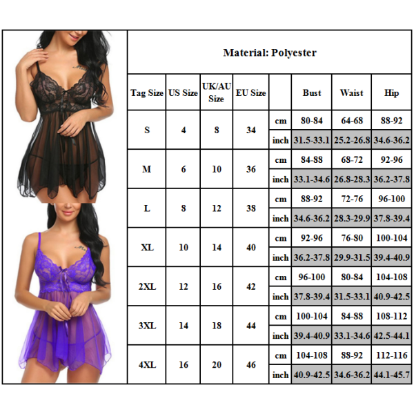 Kvinnlig sexig underkläder babydoll bh underkläder nattlinne klänning Wine Red XL