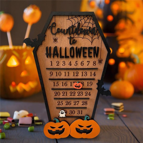 Halloween Adventskalender Nedräkning DIY Mobil Trä Nummer