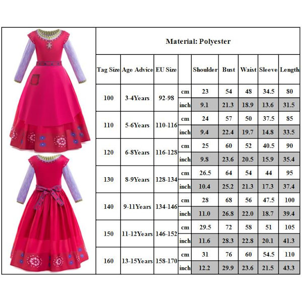 Önska film Dahlia Cosplay barn flickor karneval julklänning 130cm