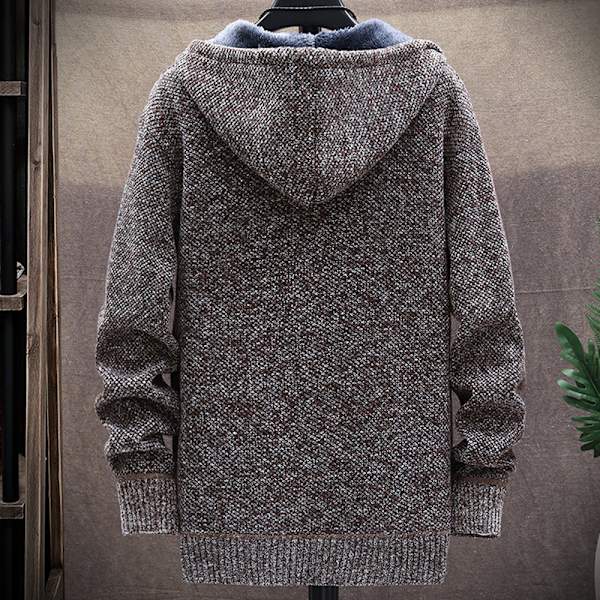 Herr Casual Randig Fodrad Hoodie Kappa Vinterjacka Topp Ytterkläder Red wine M