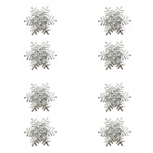 8x Servettringar Silver Snowflake Alloy Xmas Party Festlig dekor 8PCS