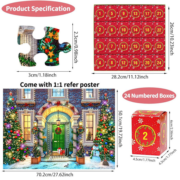 Adventskalender 2023 Pussel Adventskalender 2023, 1008 Pusselbitar 24 Dagars Jul