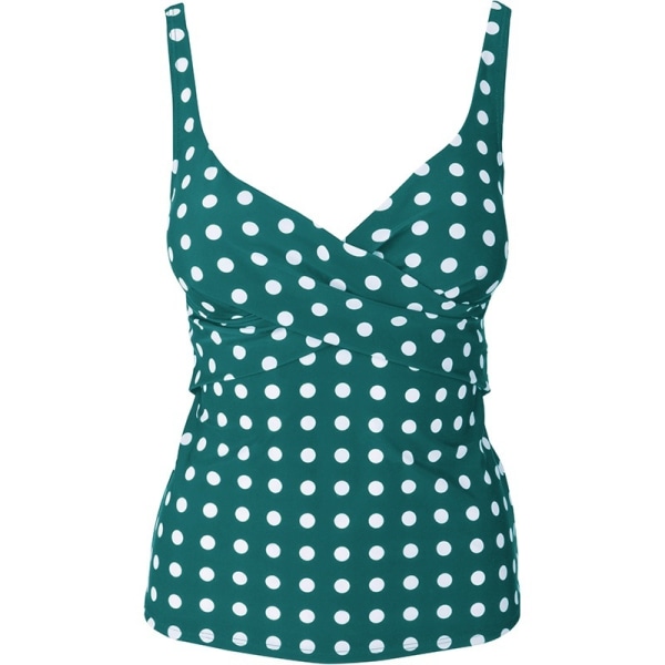 Dam Tankini Push Up Baddräkt Bikini Beachwear Baddräkt green polka dots 2XL