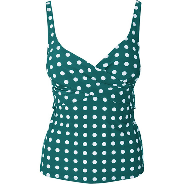 Womens Tankini Push Up Badkläder Bikini Beachwear Baddräkt dark green polka dots L