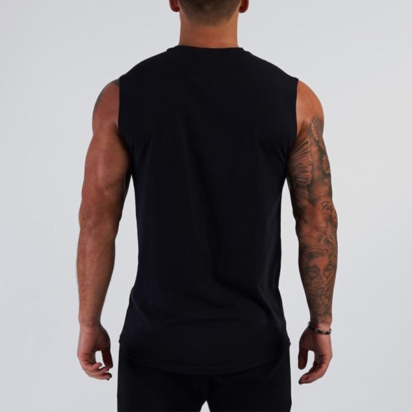 Män V-halsväst Linne Ärmlös Fitness Solid Casual T-shirt black XL