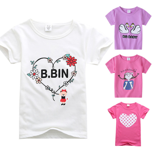 Flickors korta ärmar _ tecknade T-shirts _ som e2a1  Fyndiq