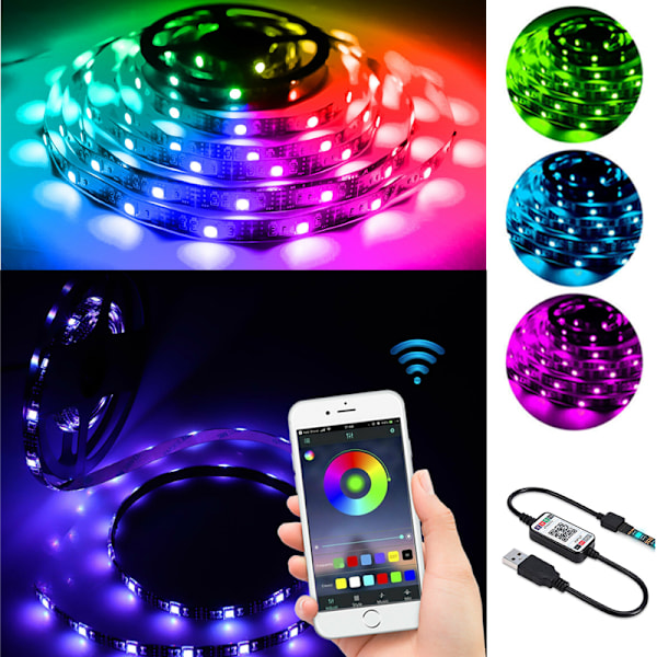 Köp RGB Color Change LED Strip Lights DIY Mode Controlled