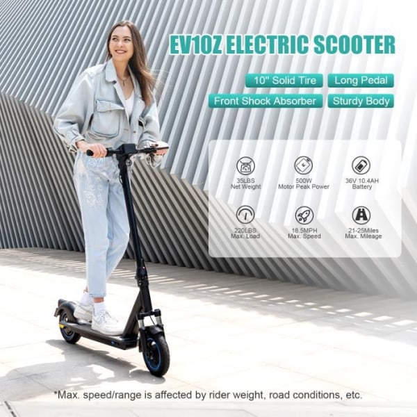 EVERCROSS hopfällbar elektrisk skoter 10" 350W 25KM-H LED-skärm Bluetooth APP Lås Present Tonåring Vuxen