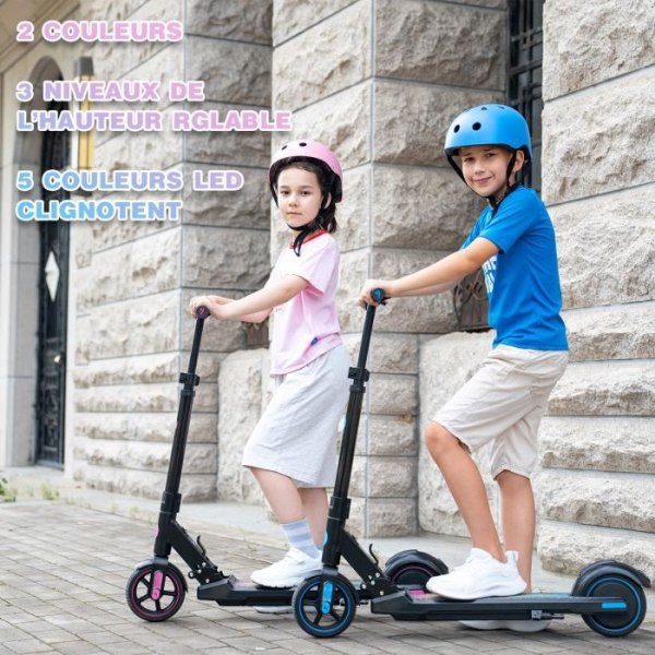 EVERCROSS EV06C hopfällbar elektrisk skoter för barn 6-12 år LED-skärm Färgglada lampor 3 hastigheter justerbar höjd Present blå