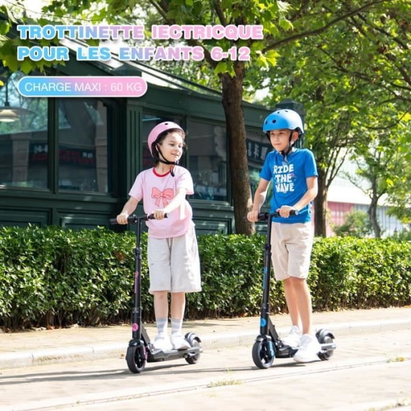 EVERCROSS EV06C hopfällbar elektrisk skoter för barn 6-12 år LED-skärm Färgglada lampor 3 hastigheter justerbar höjd Present blå