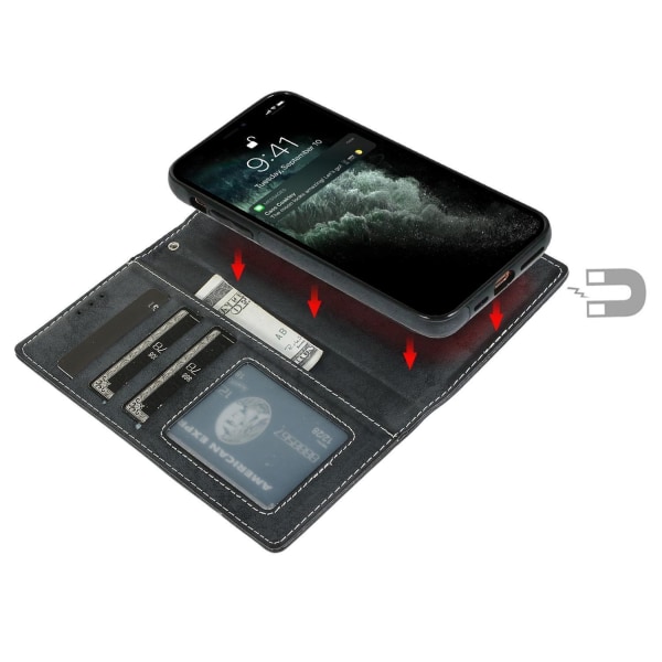Suede magnetisk etui til iPhone 13 Pro magnetisk lås. Black one size