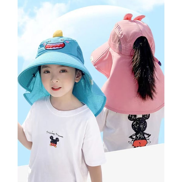 Barnsolhatt med UV-skydd & visselpipa – 3–10 år Rosa