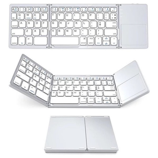Trådløst Sammenklappeligt Bluetooth Tastatur Indbygget Touchpad Silver