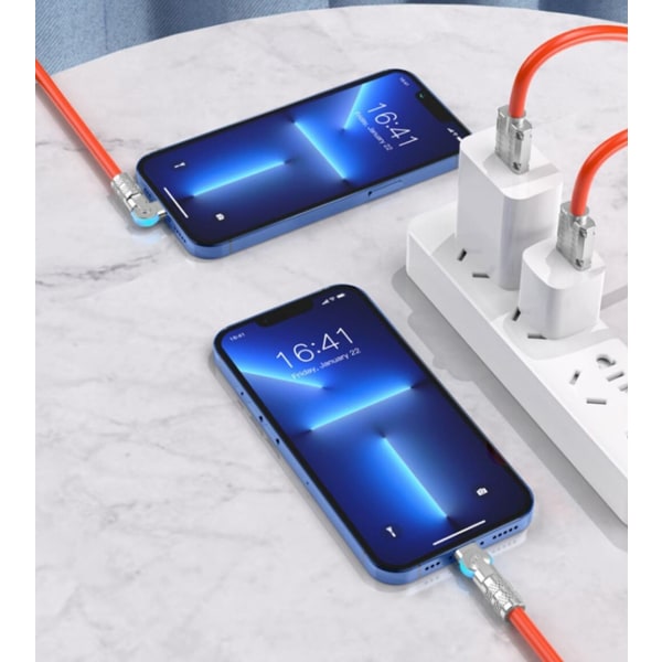 180° Roterende Hurtigopladerkabel - Lightning, USB TYPE-C Orange Lightning