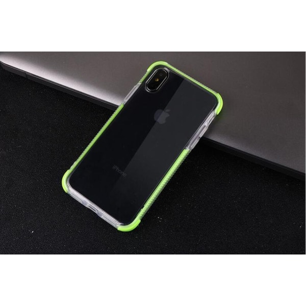 TPU-kotelo iPhonelle värikkäillä reunoilla X + 2 näytönsuojaa Green