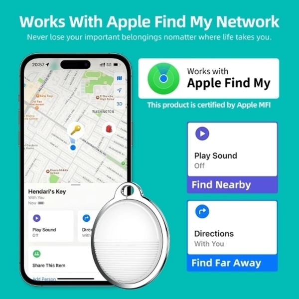 SafeTrak Elite – Apple MFi-certifierad Tracker för iPhone Vit