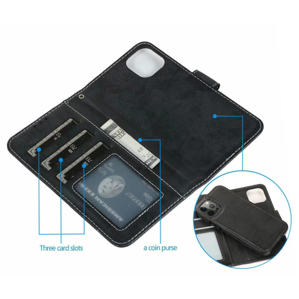Suede magnetisk etui til iPhone 13 Pro magnetisk lås. Black one size