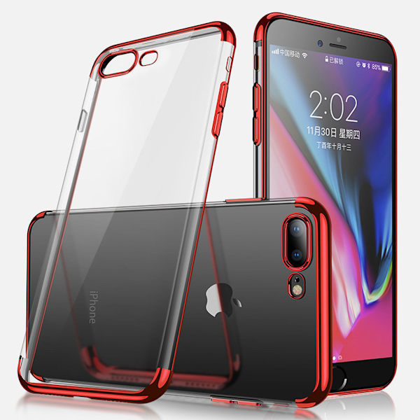 Galvanoitu TPU- case iPhone 6+ Plus kahdella näytönsuojalla. Black