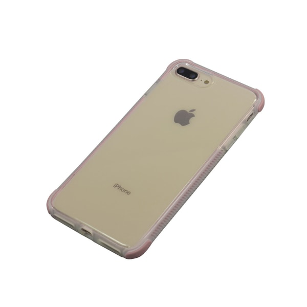 TPU-cover til iPhone med farvede kanter 6Plus + 2 skærmbeskytter Pink