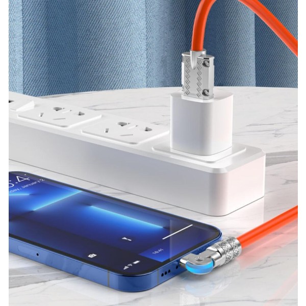 180° Roterende Hurtigladekabel - Lightning, USB TYPE-C Orange Lightning