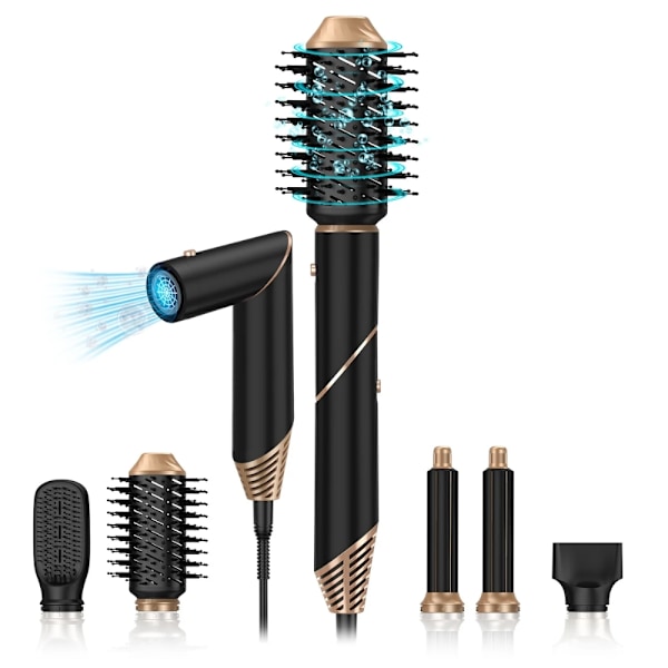 5-i-1 Multistyler – Føn, Glattejern & Volumen i ét Værktøj Black