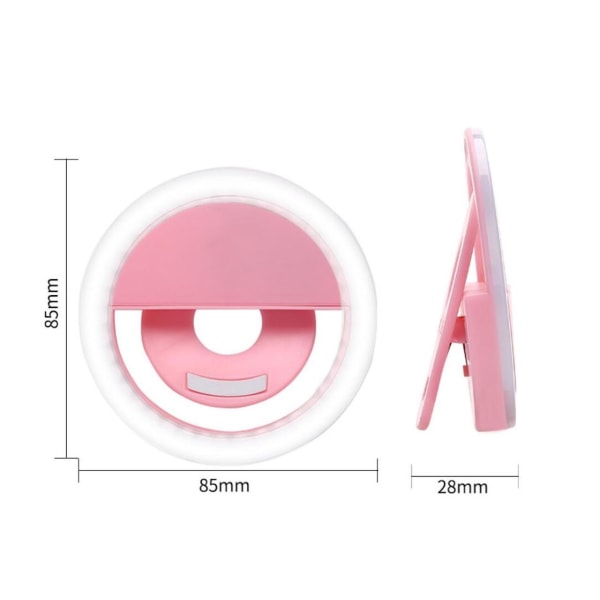 LED Selfie-lampe for mobil - Oppladbar White one size