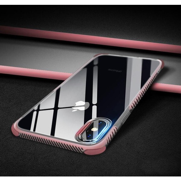 2 i 1 TPU Cover iPhone X/XS med 2 skærmbeskyttere Pink