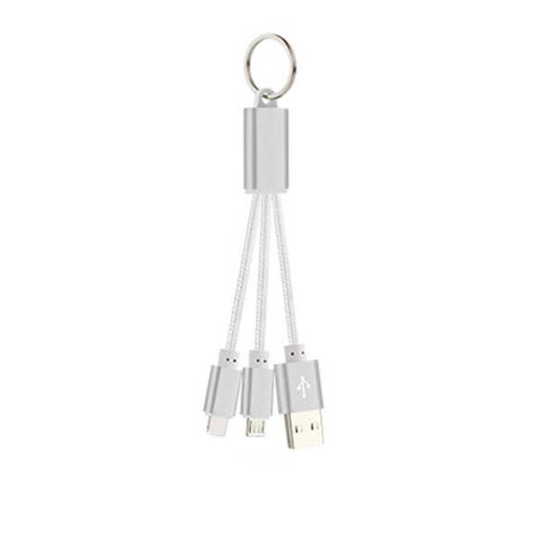 Avaimenperäkaapeli 2-in-1, jossa mikro-USB ja Lightning Silver