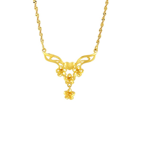 24 karat guldbelagt halskæde med blomstervedhæng Gold one size