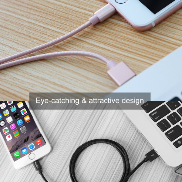 ROCK Metal Charge & Sync Lightning Cable 20cm Grey