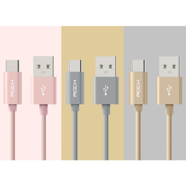 ROCK Nylon USB-C -kaapeli 0,25 m Gold one size