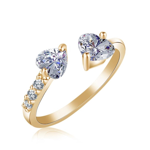 Dobbelt hjerte, ring med sirkon Silver one size