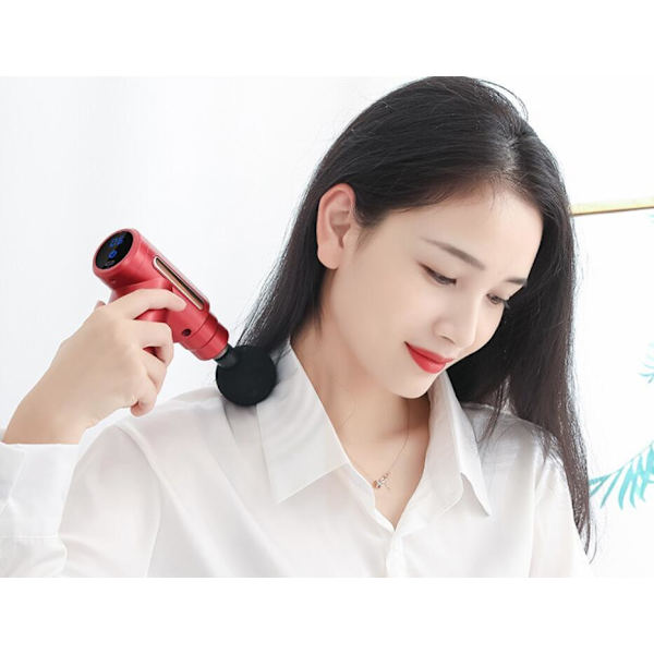 Massage gun with 4 interchangeable heads and 6 intensity levels Red one size