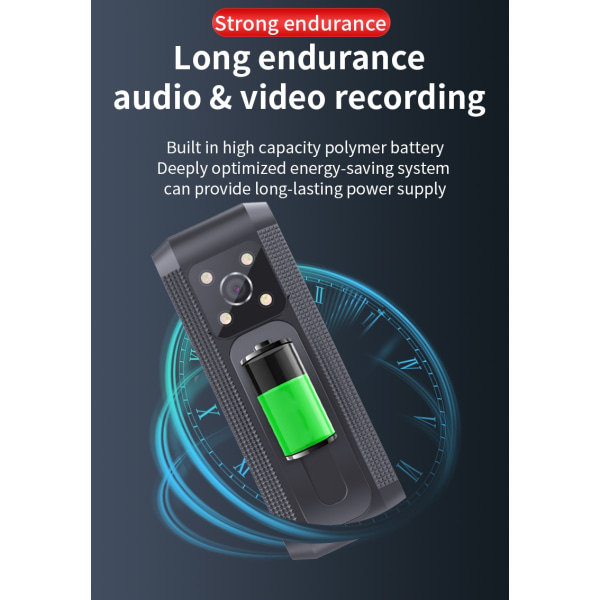 Body Cam Penn med Lyd- & Videoopptak - 32GB Kort Inkludert Black