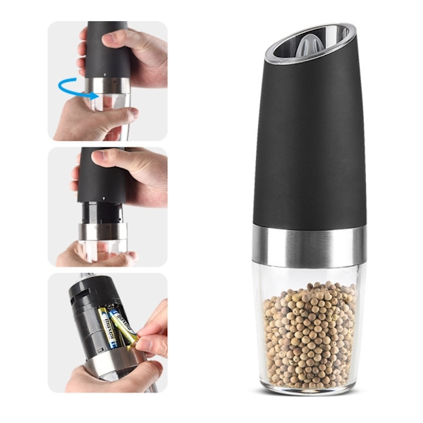 2-pack Elektriske Peberkværne – Perfekt til Salt og Peber Black one size