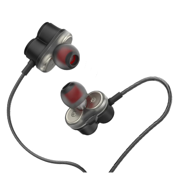 Dual Drive Høretelefoner - Kvalitetslyd med Dobbelt Højttalere Black