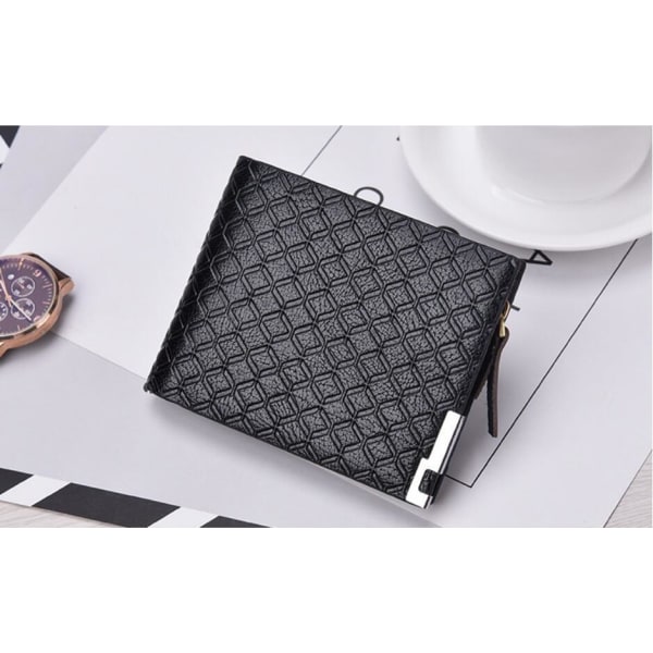 Nice wallet with checkered pattern and metal detail Dark brown one size