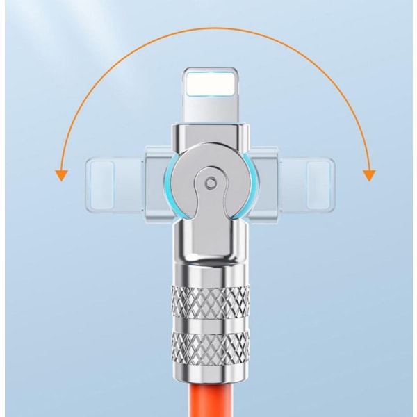 180° Roterende Hurtigopladerkabel - Lightning, USB TYPE-C Orange Lightning