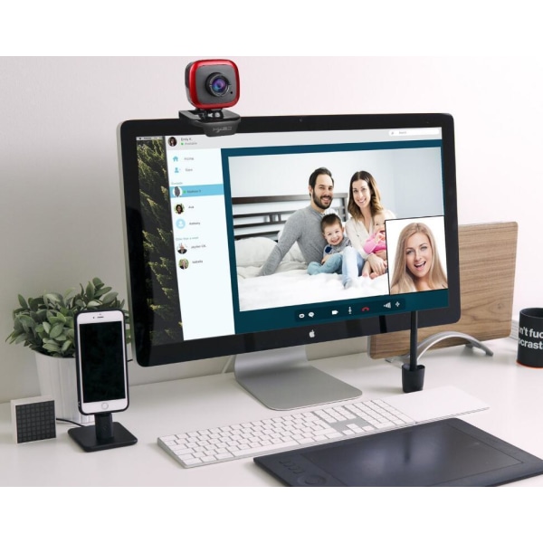 Webkamera 360 Grader med Indbygget Mikrofon - Perfekt til Opkald Silver one size